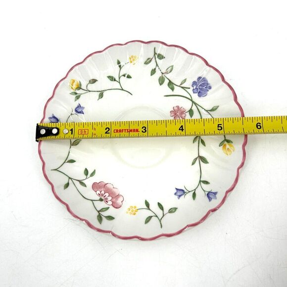 JOHNSON BROS. Set of 4 Vintage White Pink Floral England Teacup Saucer Cup Set - Picture 4 of 8